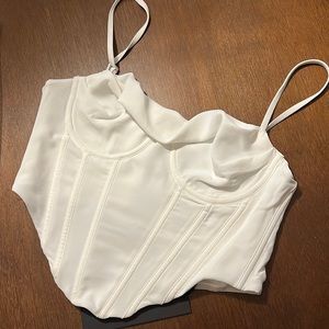 White fox boutique white corset cowl neck top